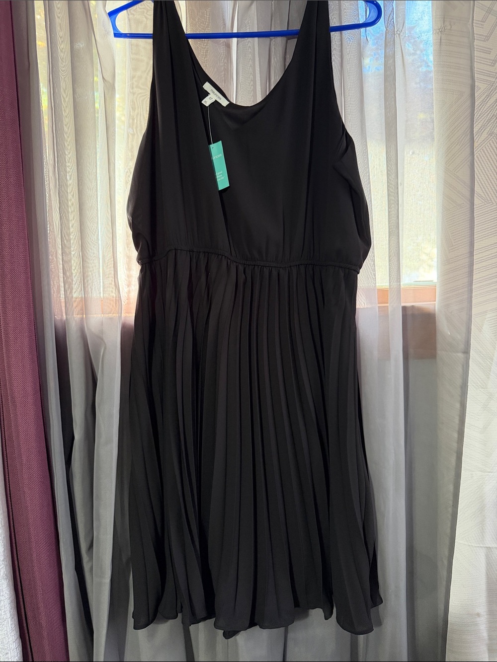 Maurices Black Pleated V-Neck Mini Dress